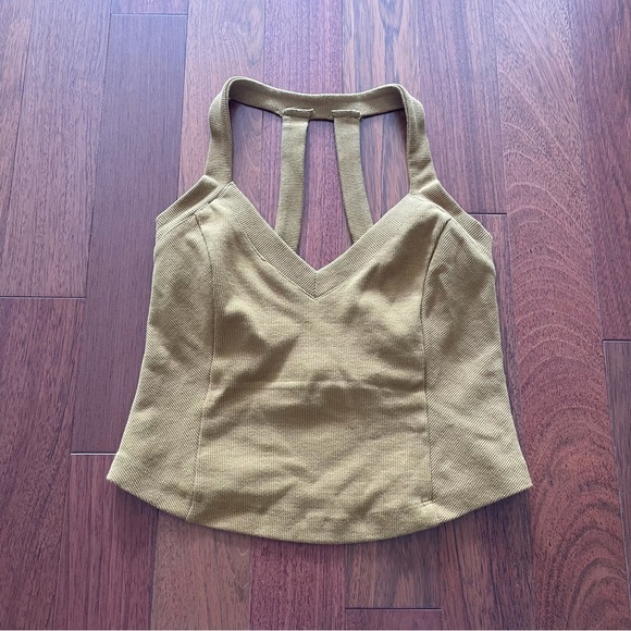 Anthropologie Cropped Textured Mustard Sweater + Tank Set - Picture 6 of 7